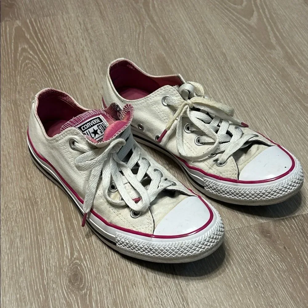 Converse Chuck Taylor All Star Double Tongue Pink Accent Low Top Sneakers Sz 8